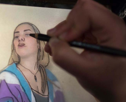 Retrato com câmara de desenhar