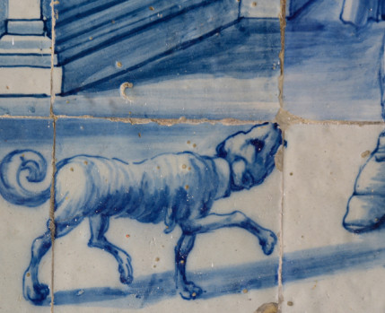 Capela da Casa da Cerca - pormenor de azulejos (cão)
