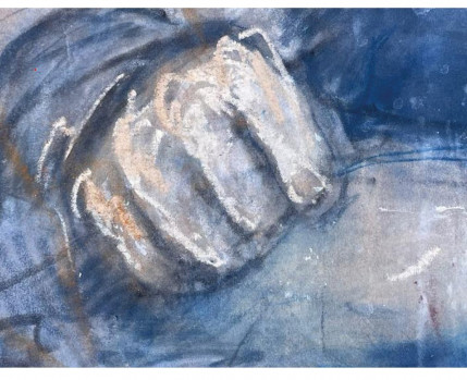pormenor de uma pintura focando uma mão