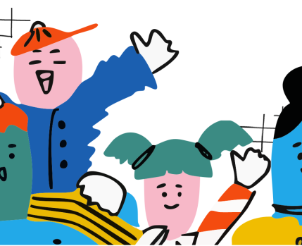 família em boneco de banda desenhada