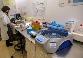 Pessoa a trabalhar num laboratório