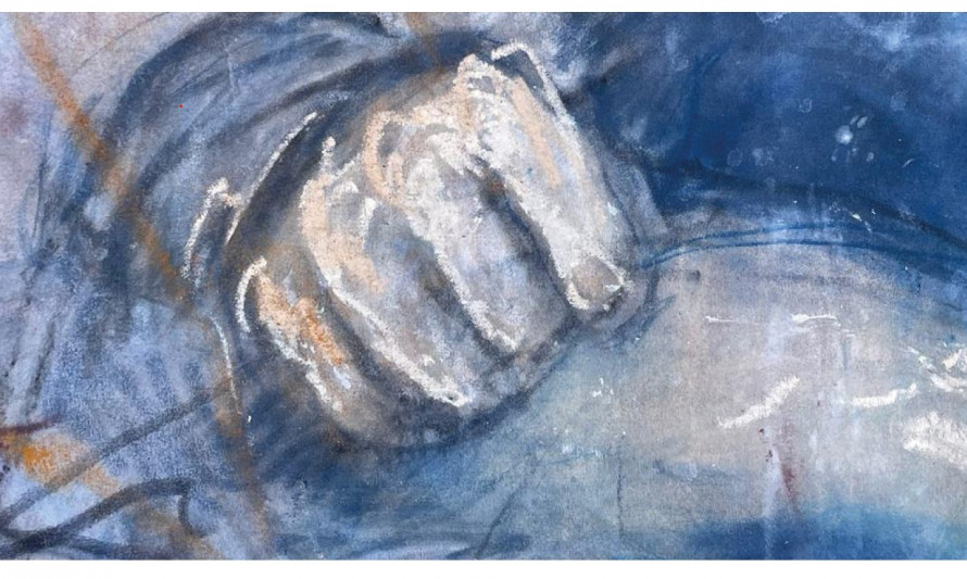 pormenor de uma pintura focando uma mão