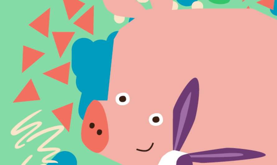 desenho infantil de um porquinho e de um coelhinho
