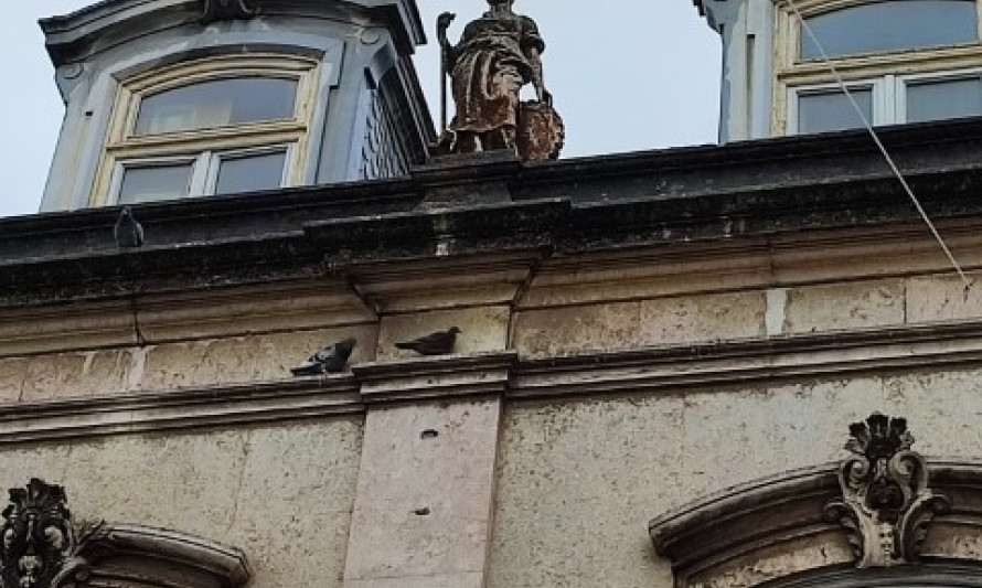 Imagem representativa de Pormenor da fachada com estátua