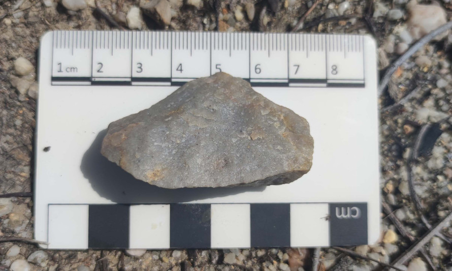 Imagem representativa de Quinta da Cerieira 1. Lasca de quartzito identificada no decurso do trabalho de campo (2022).