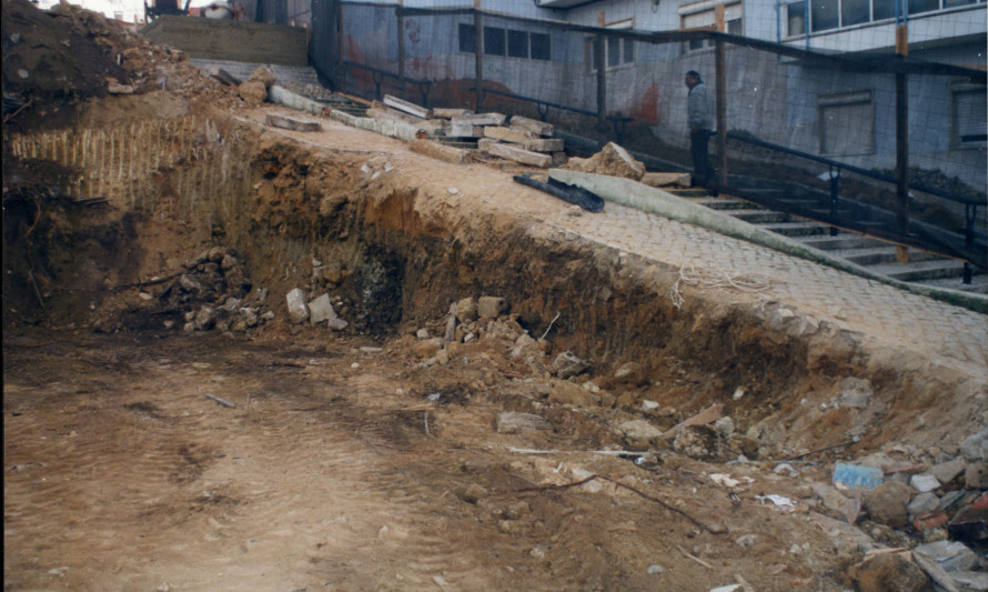 Imagem representativa de Rua da Judiaria / Rua Trigueiros Mártel. Enquadramento parcial da fase de obra (2001).