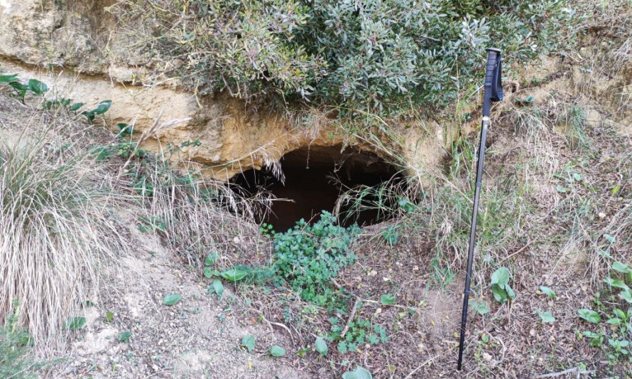 Imagem representativa de Vala da Enxurrada 2. Pormenor do acesso ao interior da estrutura escavada na rocha.