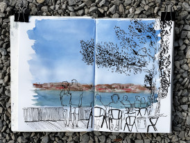 Desenho na Casa (desenho realizado por Pedro Mano na sessão de 12 de junho. Fotografia de Mário Linhares)