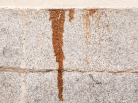 Fotografia de uma escorrência em pedra de um edifício