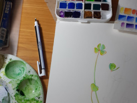 Desenho a aguarela e materiais de pintura