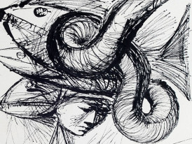 Desenho a lápis de uma vendedoura ambulante