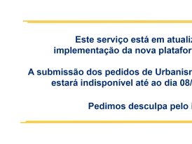 Mensagem temporária Urbanismo
