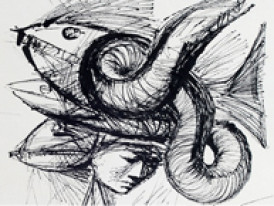 Desenho de uma vendedora ambulante