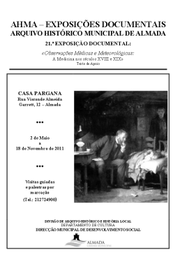Arquivo Histórico Municipal "Observações Médicas e Meteorológicas: A Medicina nos séculos XVIII e XIX"