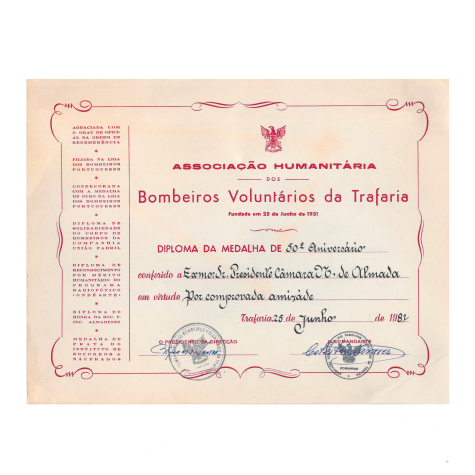 Diploma Bombeiros Trafaria