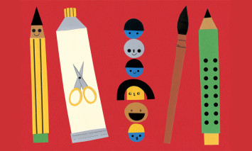 Ilustração mostrando lápis e colas